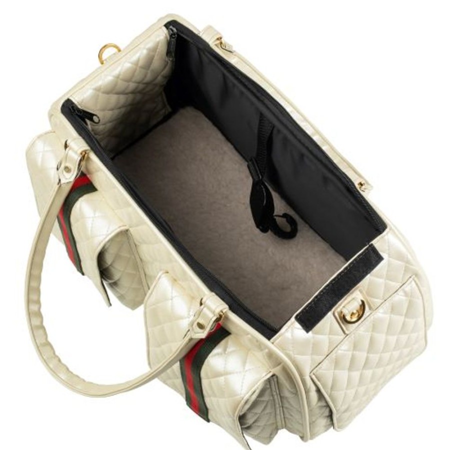 Totes & Carriers PETOTE® | Marlee 2 Ivory Quilted With Stripe