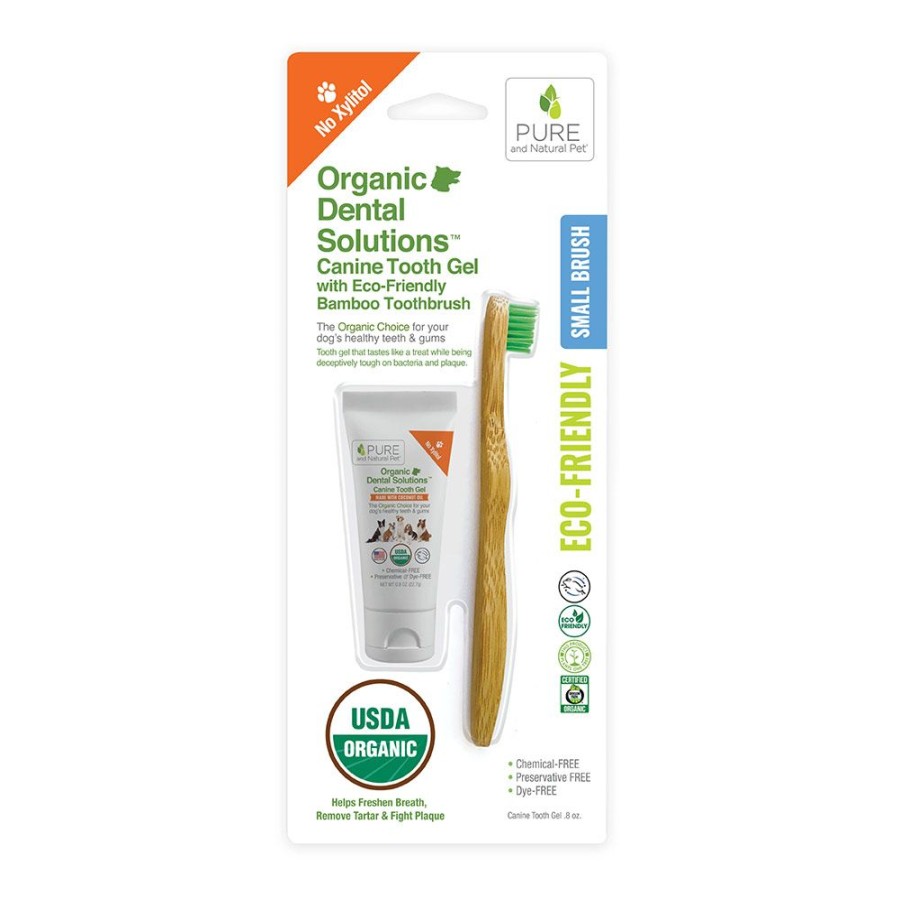 Grooming & Shampoos Pure and Natural Pet® | Organic Dental Solutions Canine Tooth Gel With Eco-Friendly Bamboo Toothbrush Kit - Small Kit