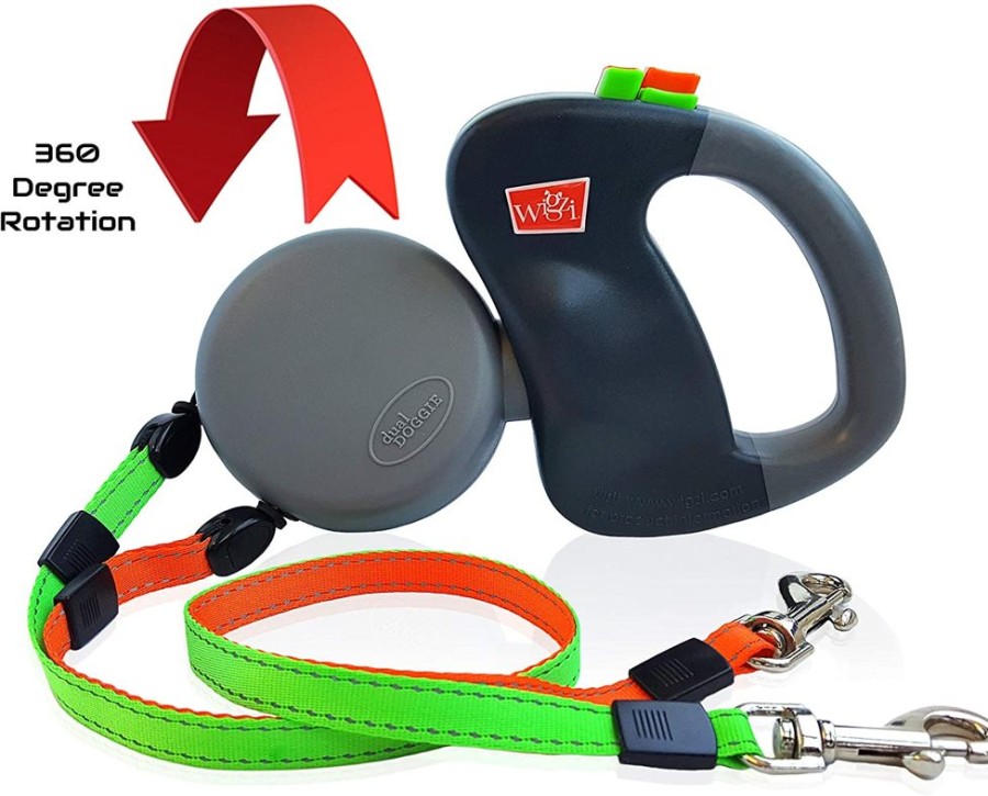 Collars, Leads & Accessories Wigzi, LLC | Dual Doggie Retractable Leash For Dogs Up To 50Lbs Each