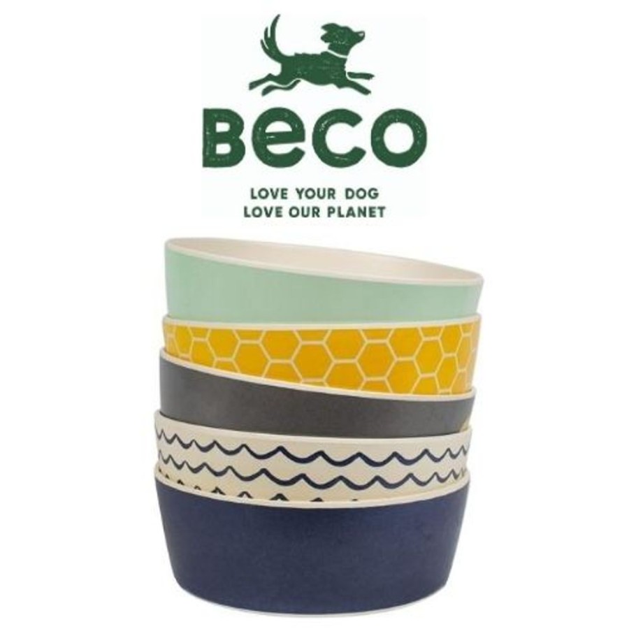 Bowls & Feeding Supplies Beco | Beco Bamboo Food & Water Bowls, Printed Style