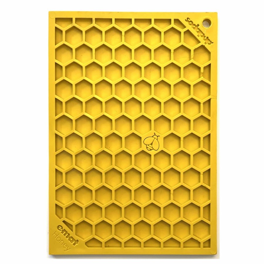 Bowls & Feeding Supplies SodaPup | Honeycomb Design Emat Enrichment Licking Mat - Yellow