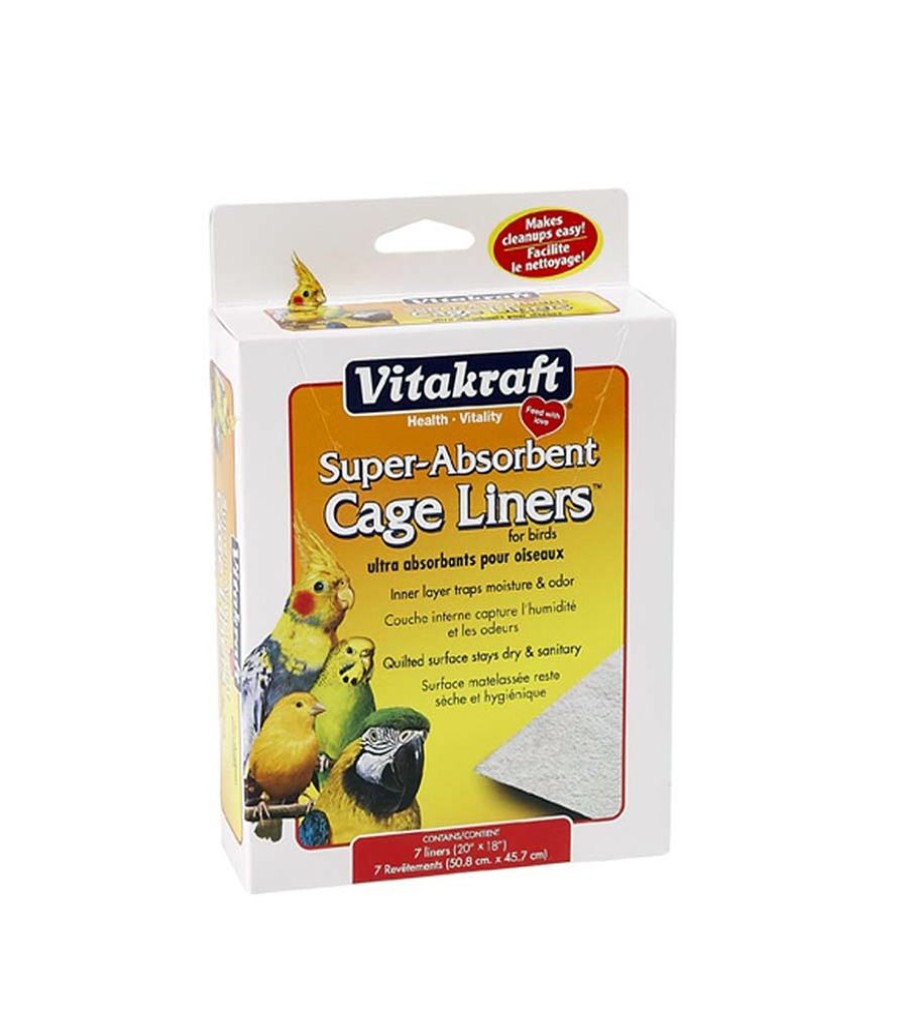 For Cats & Other Critters Vitakraft | Vitakraft Super-Absorbent Cage Liners For Birds White, 1Ea/20 In X 18 In, 7 Ct