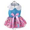 Pet Apparel (Continued) Doggie Design, Inc. | Pink And Blue Plumeria Floral Dress With Matching Leash