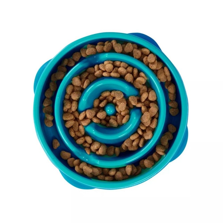 Bowls & Feeding Supplies Outward Hound® | Outward Hound Fun Feeder Slo Bowl Turquoise Small