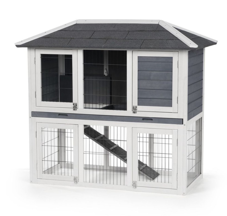 Beds, Crates, Etc. Prevue | Prevue Pet Products Rabbit Hutch Duplex Grey 1Ea