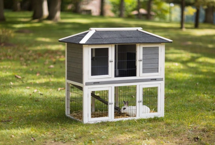 Beds, Crates, Etc. Prevue | Prevue Pet Products Rabbit Hutch Duplex Grey 1Ea