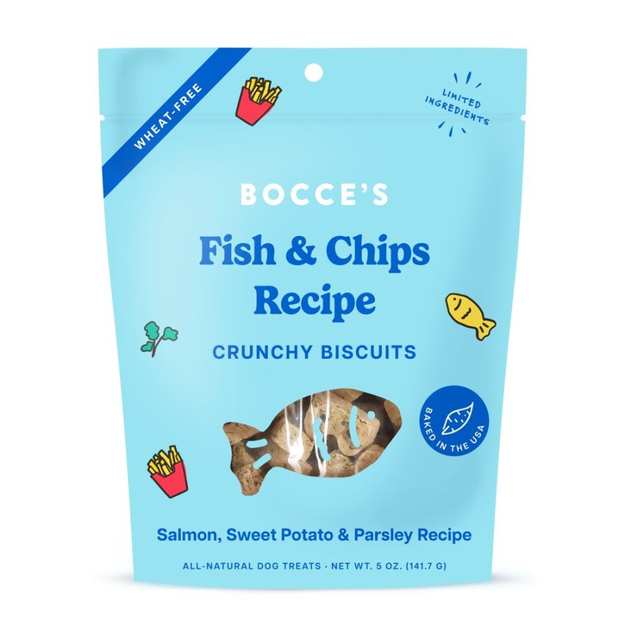 Treats Bocce's Bakery | Bocce'S Bakery Fish & Chips Biscuit Dog Treats 5Oz