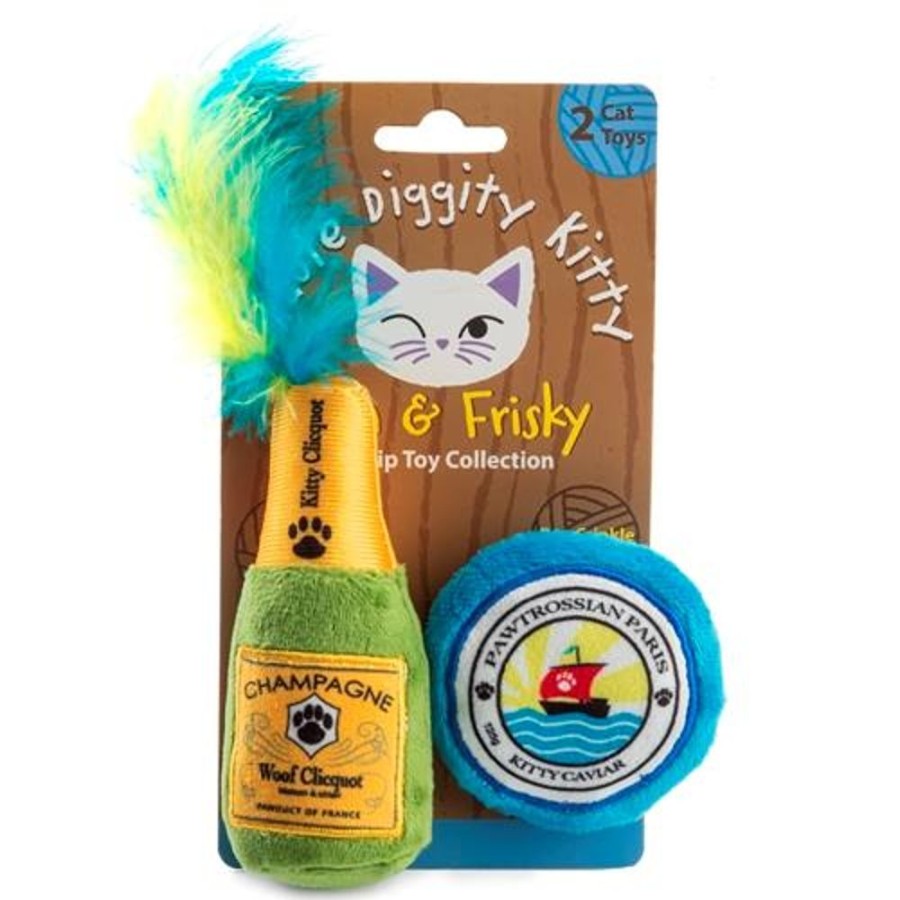 Toys & Playthings Haute Diggity Dog | Kitty Clicquot (Bottle & Caviar) Organic Catnip Toys By Haute Diggity Dog + Kitty