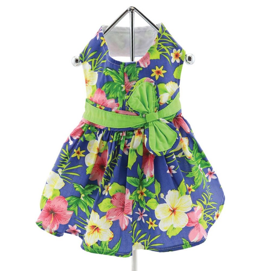 Pet Apparel (Continued) Doggie Design, Inc. | Blue Lagoon Hawaiian Hibiscus Dress W/ Leash & D-Ring