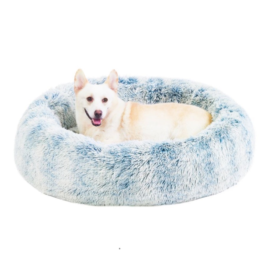 Beds, Crates, Etc. Best Friends By Sheri | The Original Calming Shag Donut Dog Bed, Denim