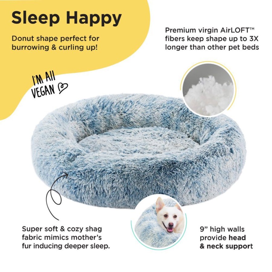 Beds, Crates, Etc. Best Friends By Sheri | The Original Calming Shag Donut Dog Bed, Denim