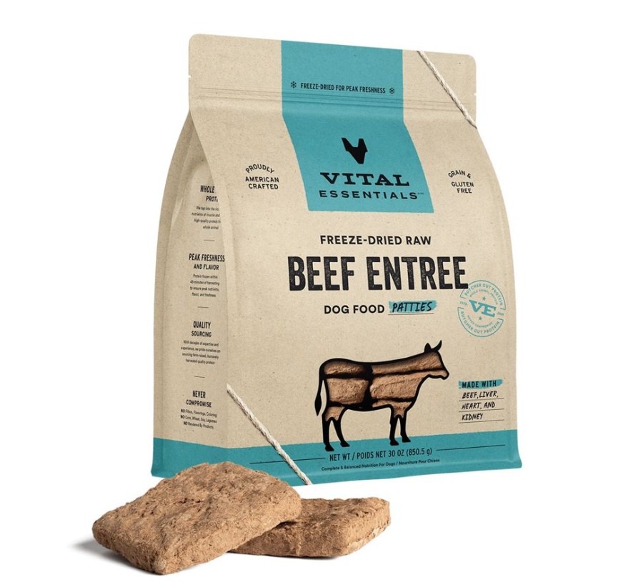 Pet Food Vital Essentials | Vital Essentials® Freeze-Dried Raw Beef Entree Dog Food Patties, 30 Oz