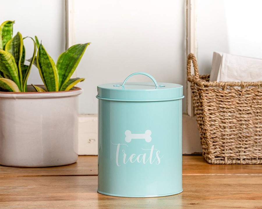 Bowls & Feeding Supplies Park Life Designs | Jasper Powder Blue Treat Canister - " Treats"