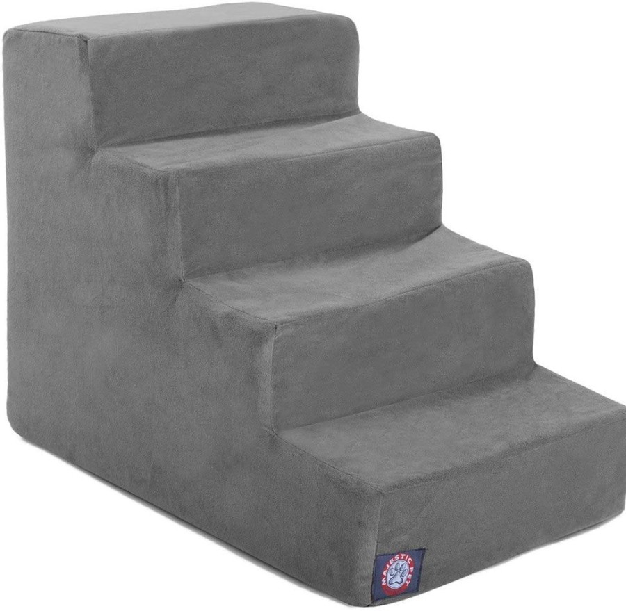 For The Home Majestic Pet Products | Gray Faux Suede Pet Stairs (4 Steps)