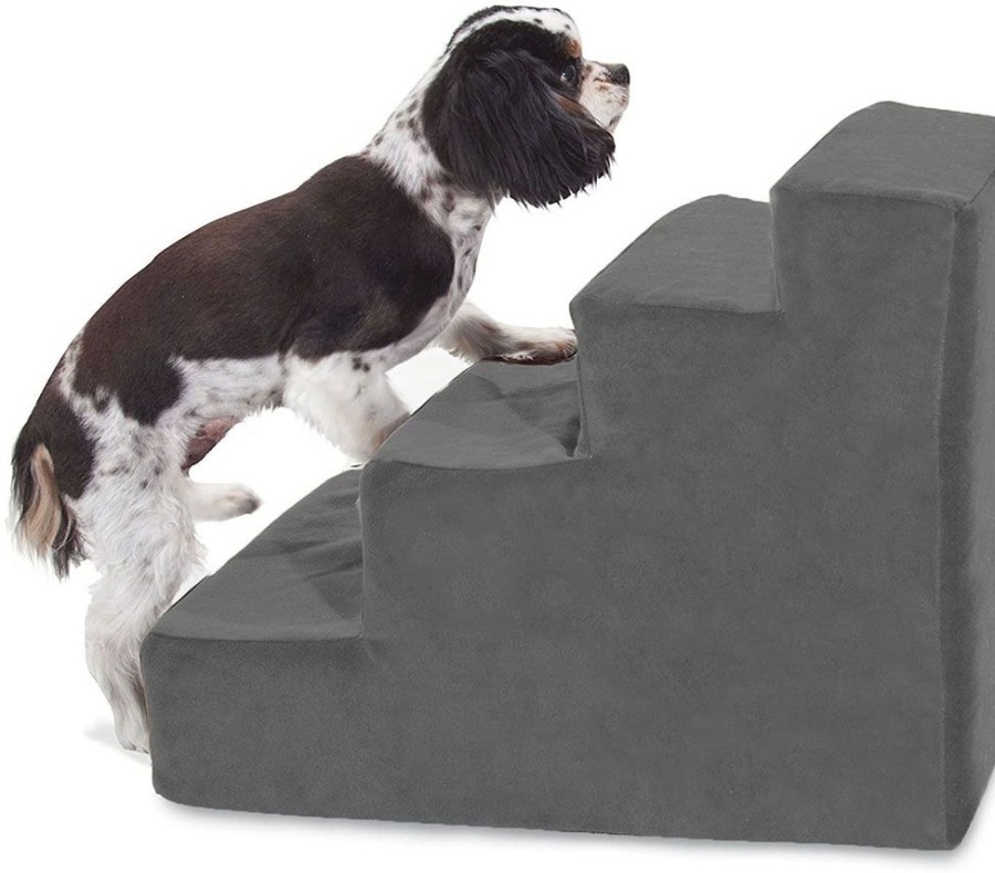 For The Home Majestic Pet Products | Gray Faux Suede Pet Stairs (4 Steps)