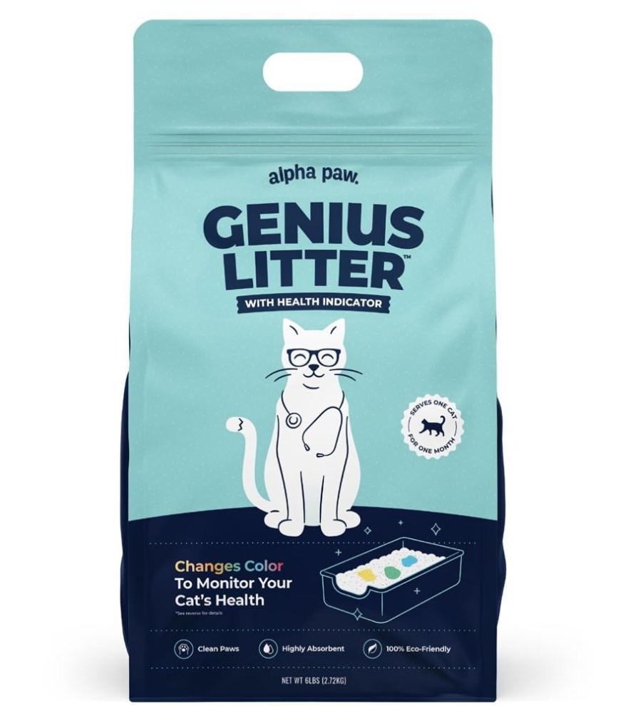 For Cats & Other Critters Alpha Paw | Genius Litter With Health Indicator, 6 Lb. Bags