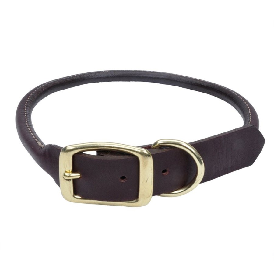 Collars, Leads & Accessories Circle T® | Circle T® Latigo Leather Round Dog Collar With Solid Brass Hardware