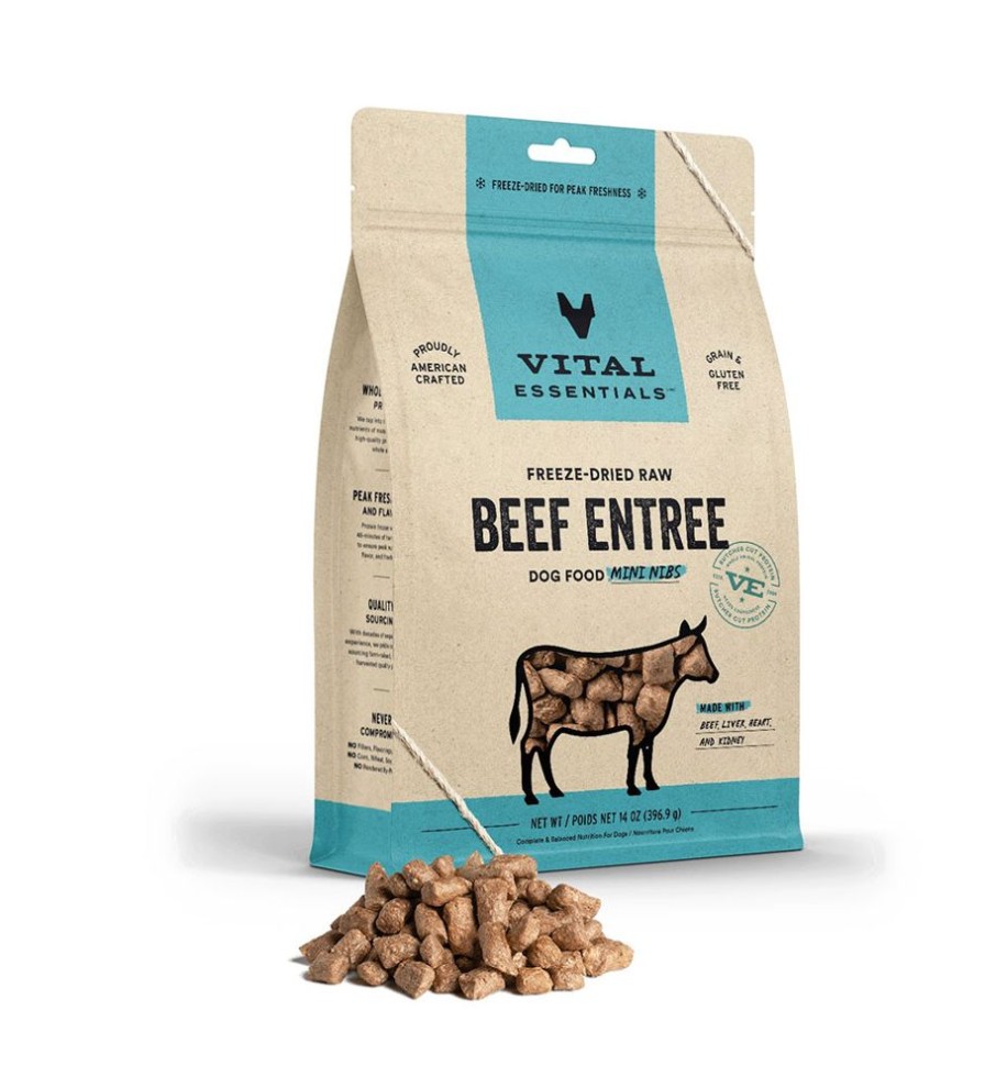 Pet Food Vital Essentials | Vital Essentials® Freeze-Dried Raw Beef Entree Dog Food Mini Nibs, 14 Oz