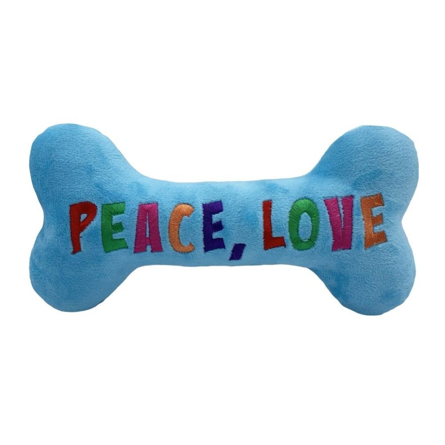 Special Occasion & Holiday Huxley & Kent® | Peace, Love, Belly Rubs Bone Dog Toy (Double Sided)