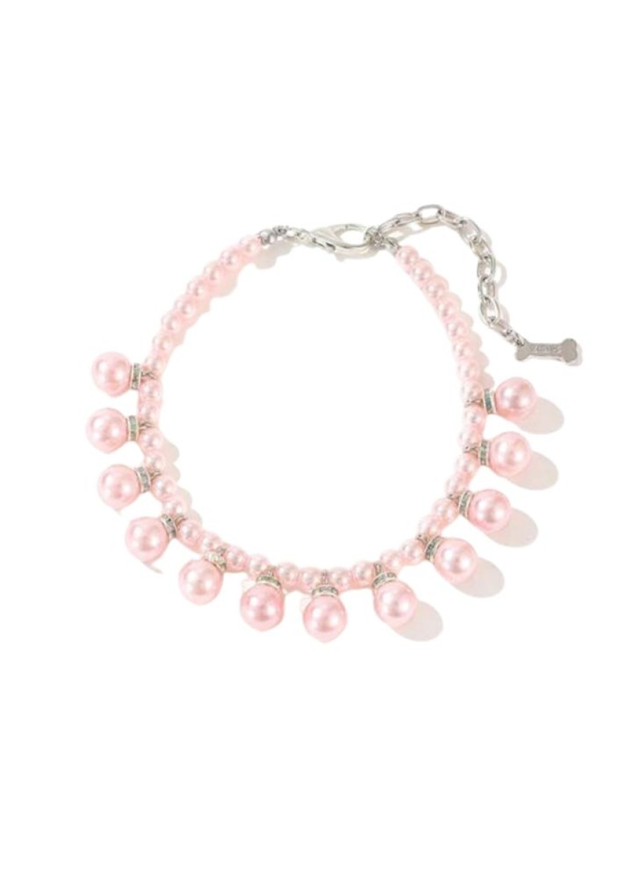 Collars, Leads & Accessories Dog Squad | Drop Pearls Necklace, Pink