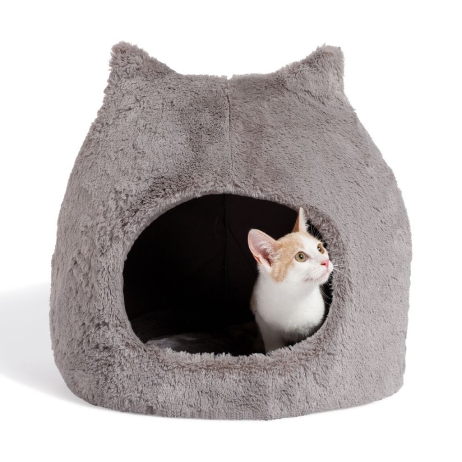 For Cats & Other Critters Best Friends By Sheri | Meow Hut Fur Cat Bed, Grey