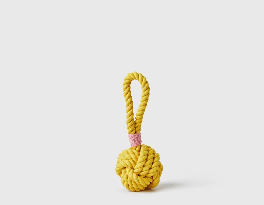 Toys & Playthings Jax & Bones | Jax & Bones Celtic Knot Tie Rope Dog Toy Yellow 3"