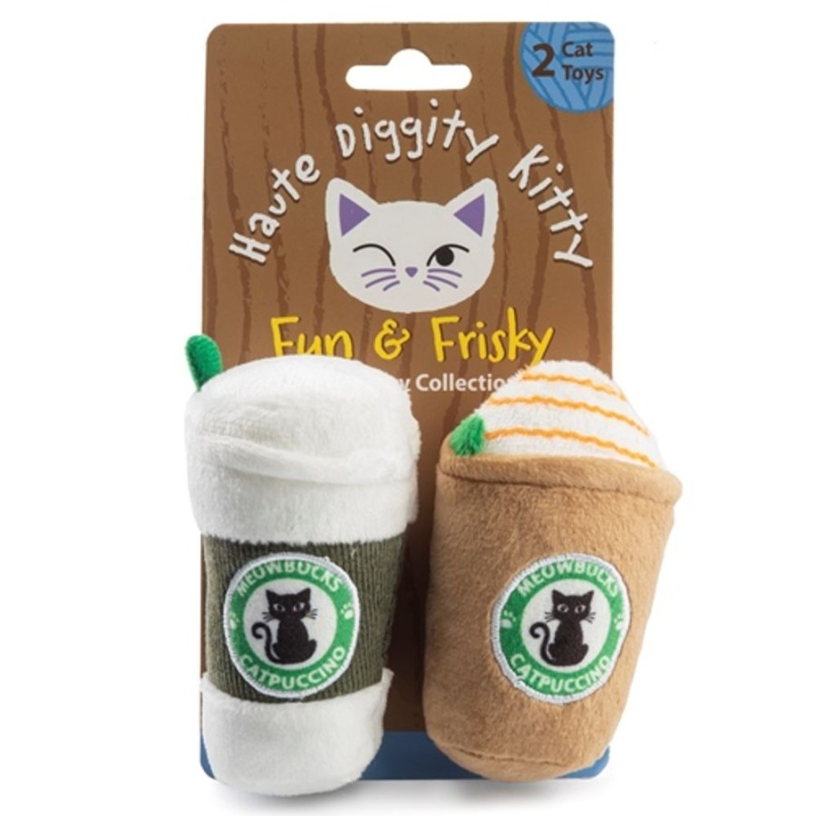 Toys & Playthings Haute Diggity Dog | Meowbucks (2 Coffee Cups) Organic Catnip Toys By Haute Diggity Dog + Kitty