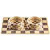 Bowls & Feeding Supplies Haute Diggity Dog | Checker Chewy Vuiton Bowls & Mat Bundle By Haute Diggity Dog