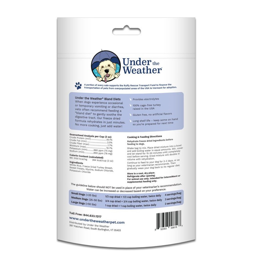 Pet Food Under the Weather | Rice, Turkey & Sweet Potato For Dogs - 6Oz Bags Of Meal Mix By Under The Weather