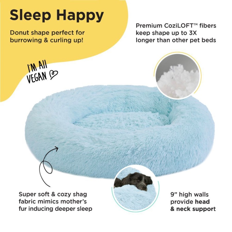 Beds, Crates, Etc. Best Friends By Sheri | The Original Calming Shag Donut Dog Bed, Baby Blue