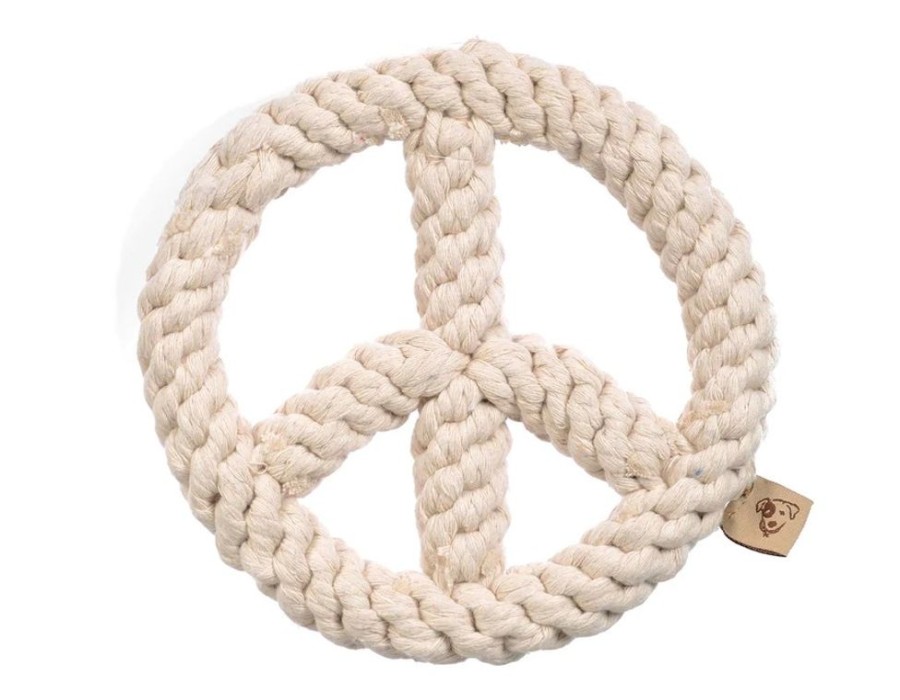 Toys & Playthings Jax & Bones | Jax & Bones Peace Sign Rope Dog Toy White 7"