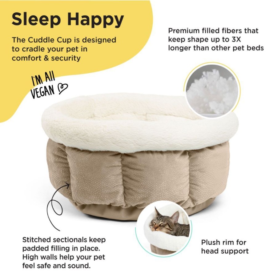 Beds, Crates, Etc. Best Friends By Sheri | Cozy Ilan Cuddle Cup Dog And Cat Bed, Wheat