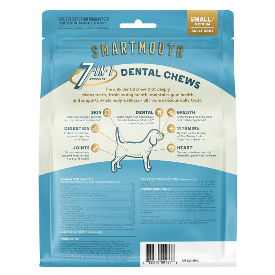 Treats Missing Link | Missing Link - Smartmouth Dental Chew - S/M Dog 28Ct