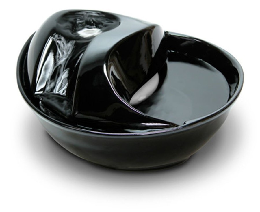 Bowls & Feeding Supplies Pioneer Pet Products™ | Ceramic Drinking Fountain - Black Rain Drop Design