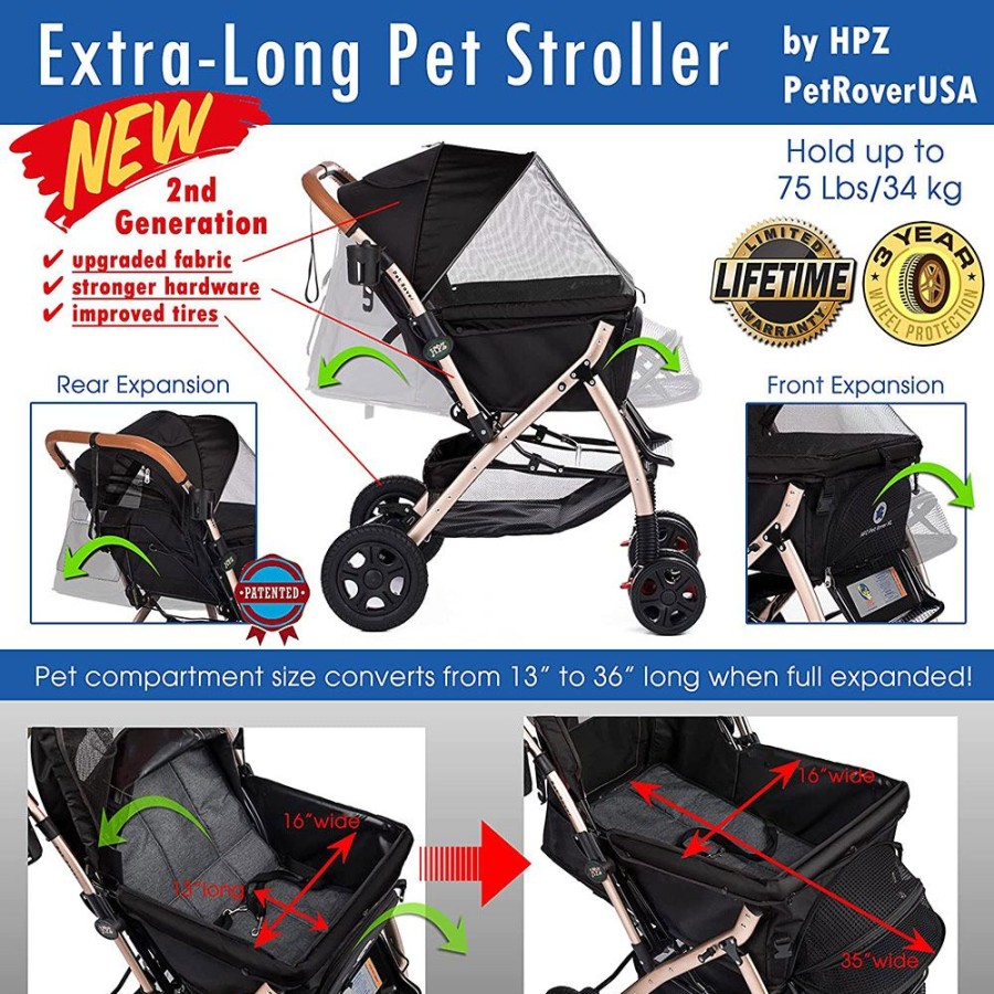 Totes & Carriers HPZ™ Pet Rover | Hpz Pet Rover Xl Stroller - Black