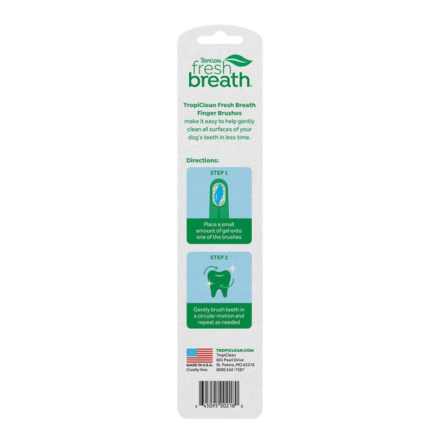 Grooming & Shampoos Fresh Breath by TropiClean | Fresh Breath Finger Brushes For Pets, 2 Pack