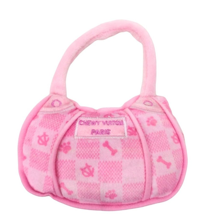 Toys & Playthings Haute Diggity Dog | Pink Checker Chewy Vuiton Handbag By Haute Diggity Dog