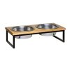 Bowls & Feeding Supplies Loving Pets Gourmet | Loving Pets Black Label Raised Wooden Top Diner 1Ea/2 Qt