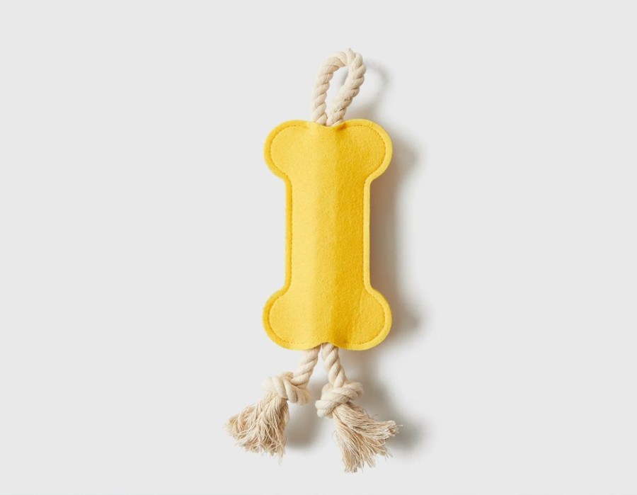 Toys & Playthings Jax & Bones | Jax & Bones Hitch And Bone Yellow Rope Dog Toy 12"