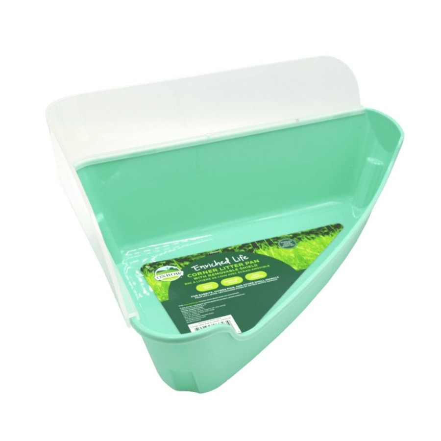 For Cats & Other Critters Oxbow | Oxbow Small Animal Corner Litter Pan With Removable Shield