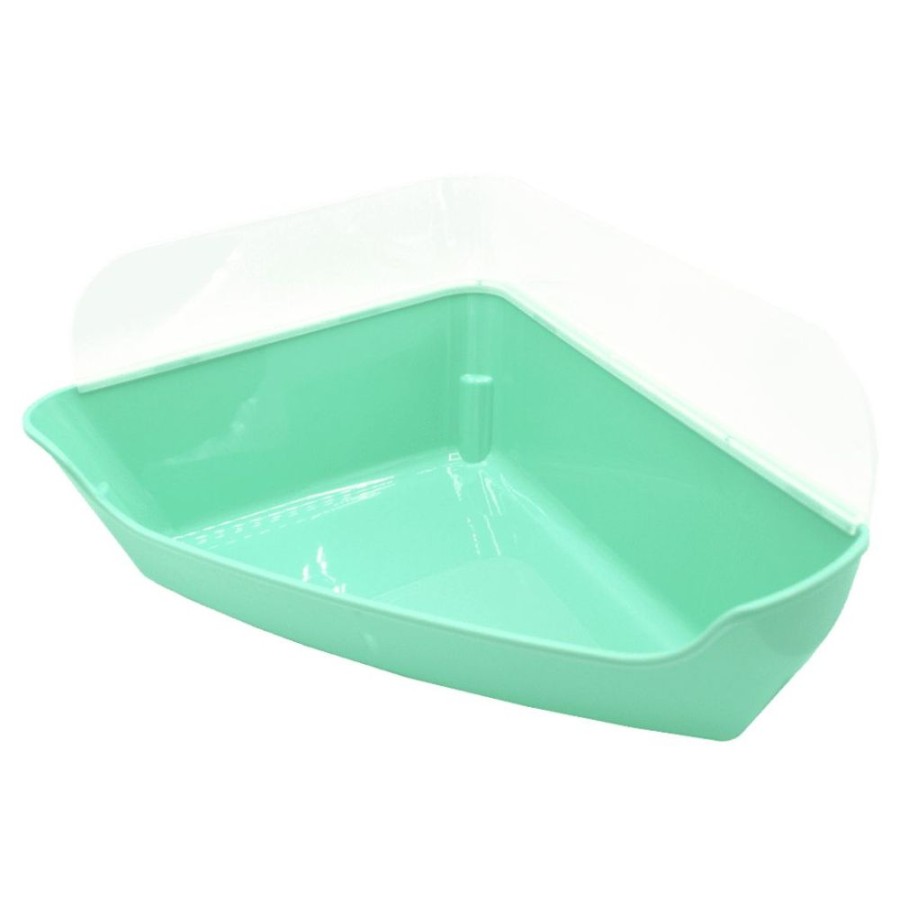 For Cats & Other Critters Oxbow | Oxbow Small Animal Corner Litter Pan With Removable Shield