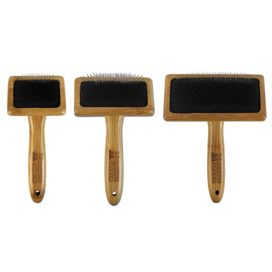 Grooming & Shampoos Bamboo Groom | Slicker Brush With Stainless Steel Pins