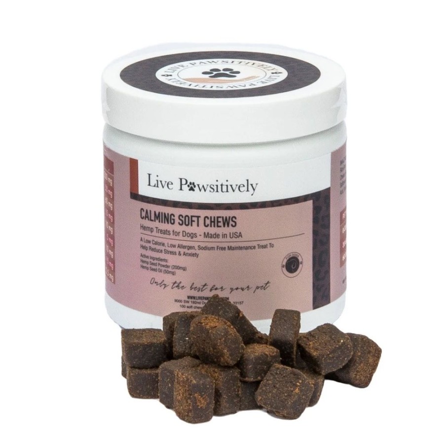 Health & Safety Live Pawsitively | Calming Soft Chews, 100 Hemp Treats Per Jar