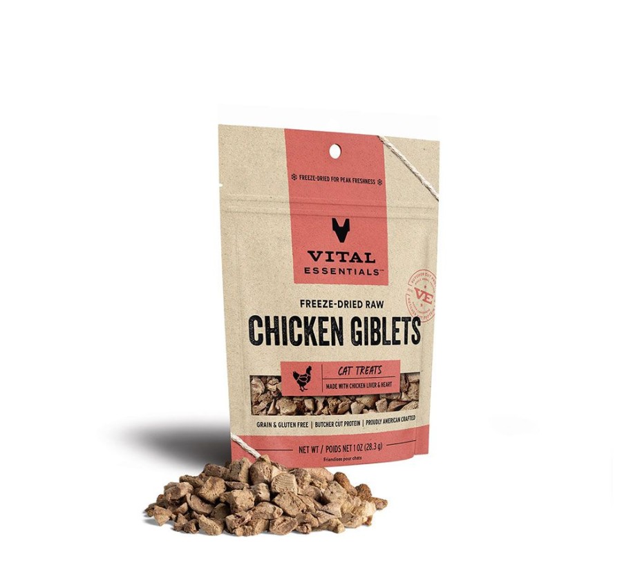 For Cats & Other Critters Vital Essentials | Vital Essentials® Freeze-Dried Chicken Giblets Cat Treats, 1 Oz