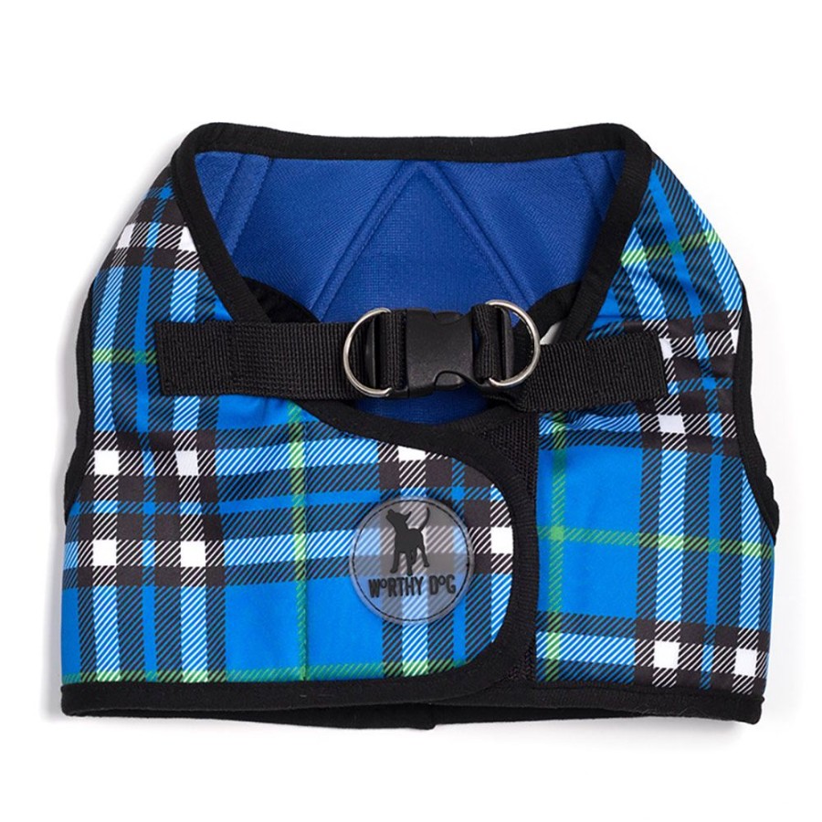 Harnesses The Worthy Dog | Sidekick Printed Blue Plaid Harness