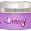 Bowls & Feeding Supplies Loving Pets Gourmet | Loving Pets Bella Designer Fish Skeleton Cat Dish Lilac Extra-Small