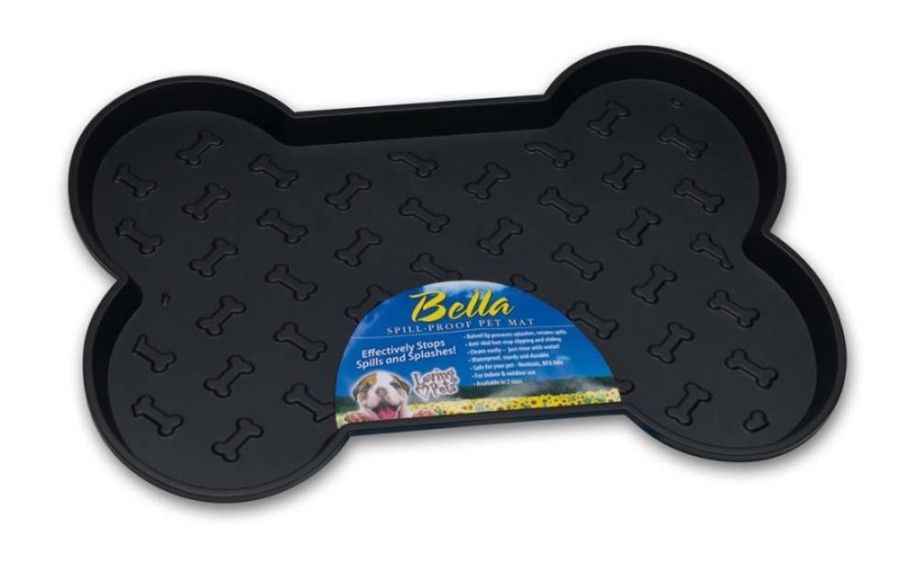 For The Home Loving Pets Gourmet | Loving Pets Spill-Proof Bone Shaped Dog Mat Black 1Ea/Large