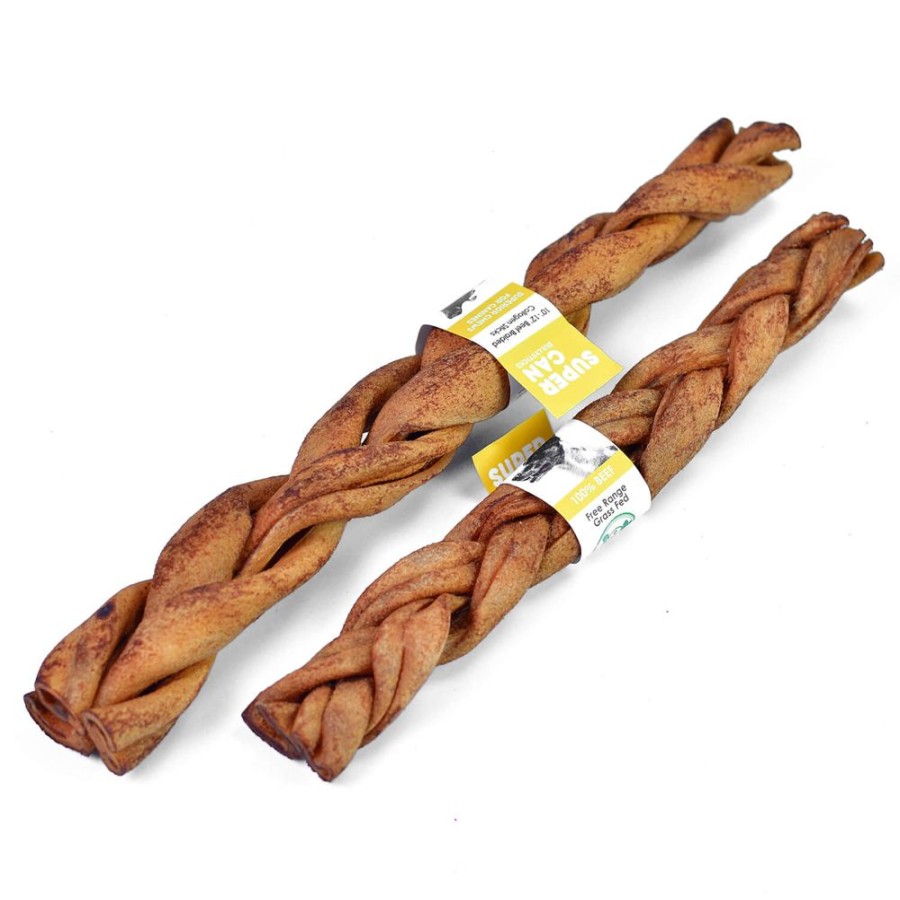 Treats SuperCan Bullysticks | 12" Braided Collagen Stick