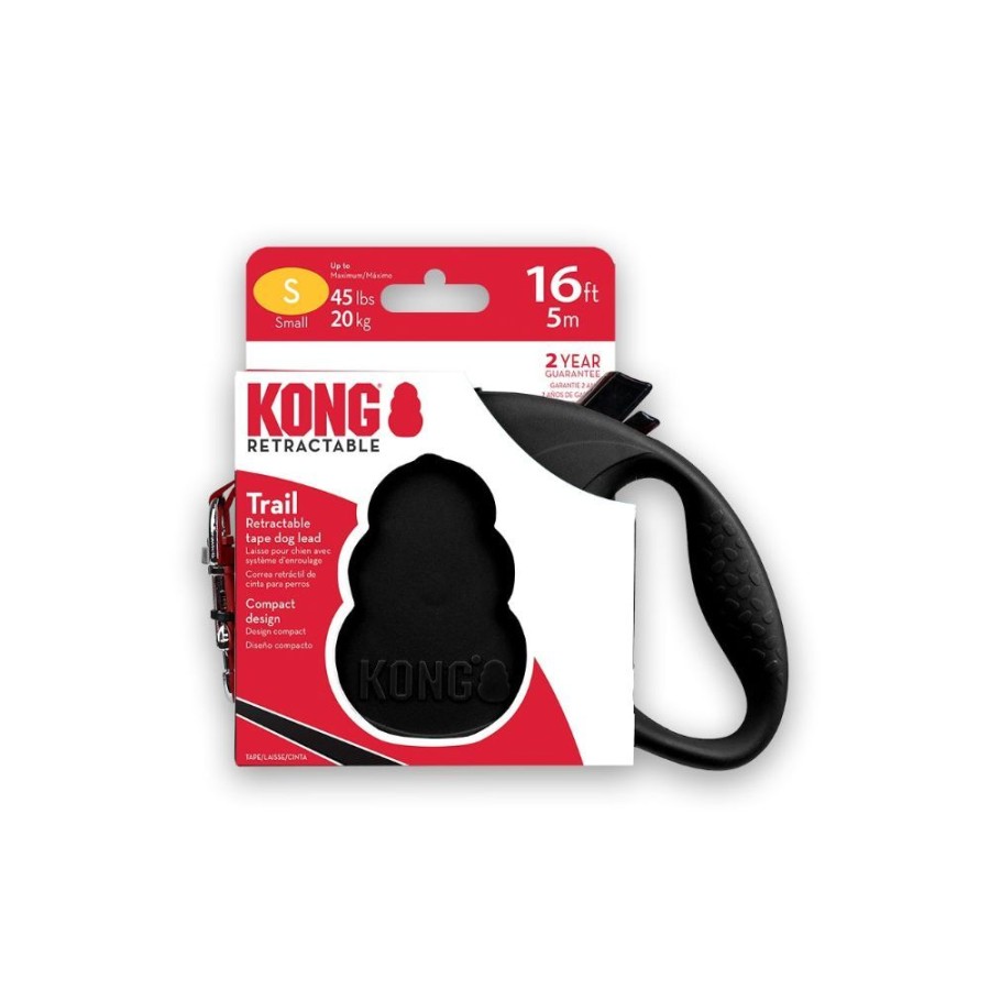 Collars, Leads & Accessories KONG® Leashes | Kong Retractable Leash Trail Black - 3 Sizes