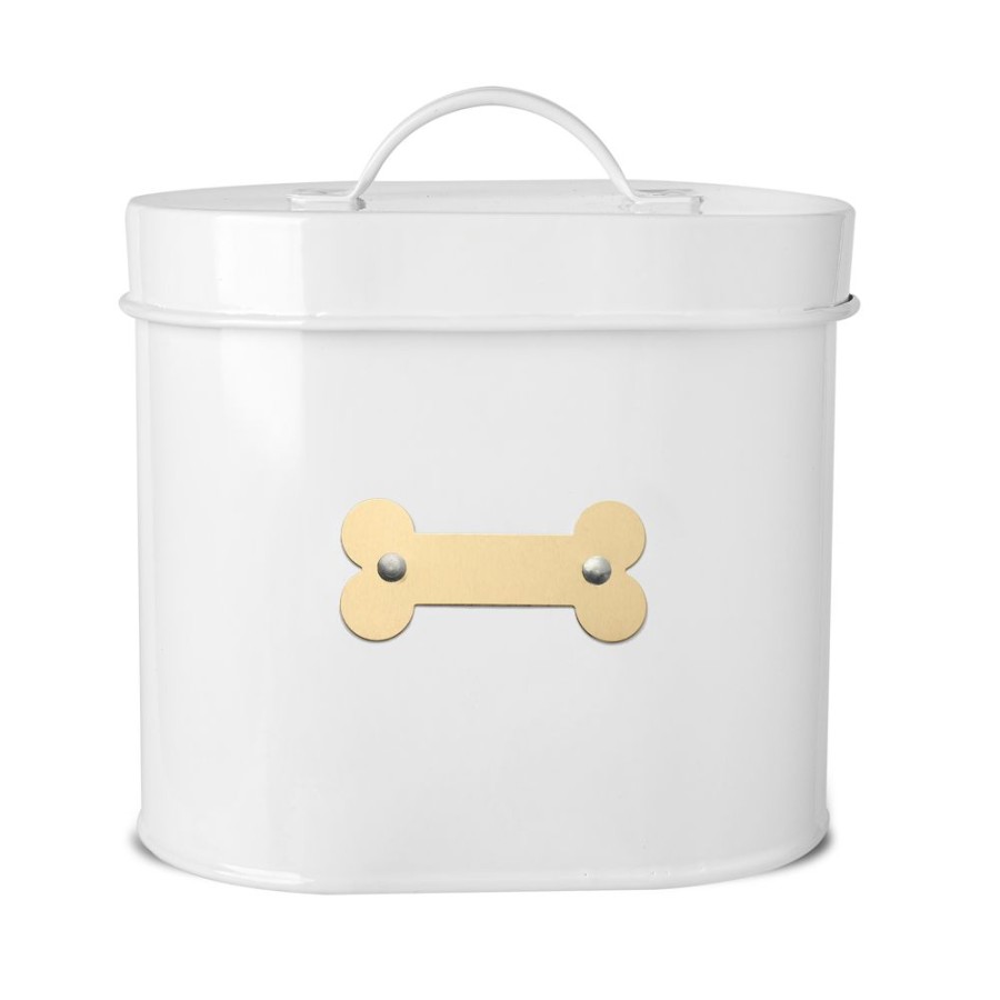 Bowls & Feeding Supplies Park Life Designs | Cheshire Oval Pet Treat Canister White